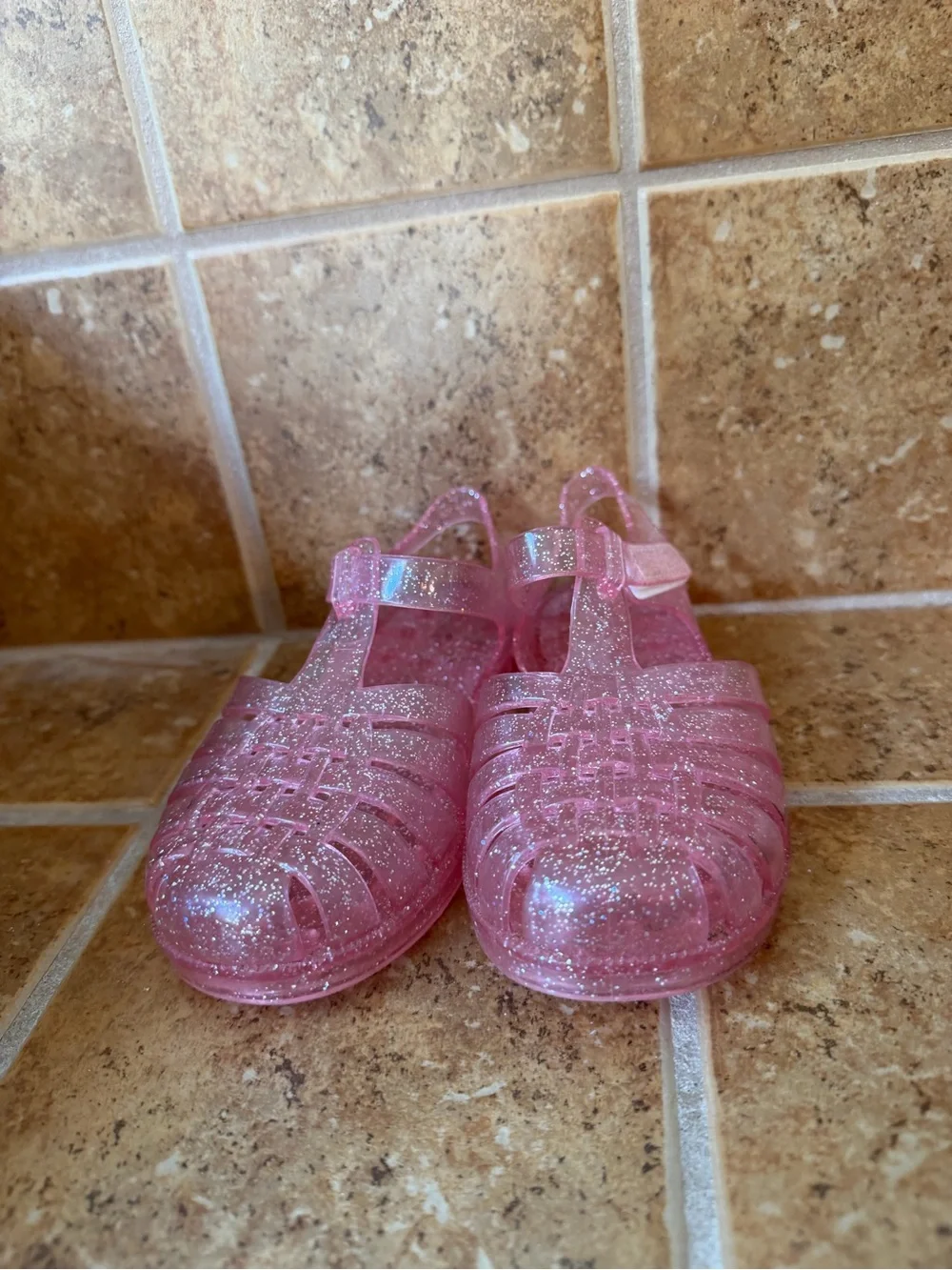Kids' Sparkle Pink Jelly Sandals